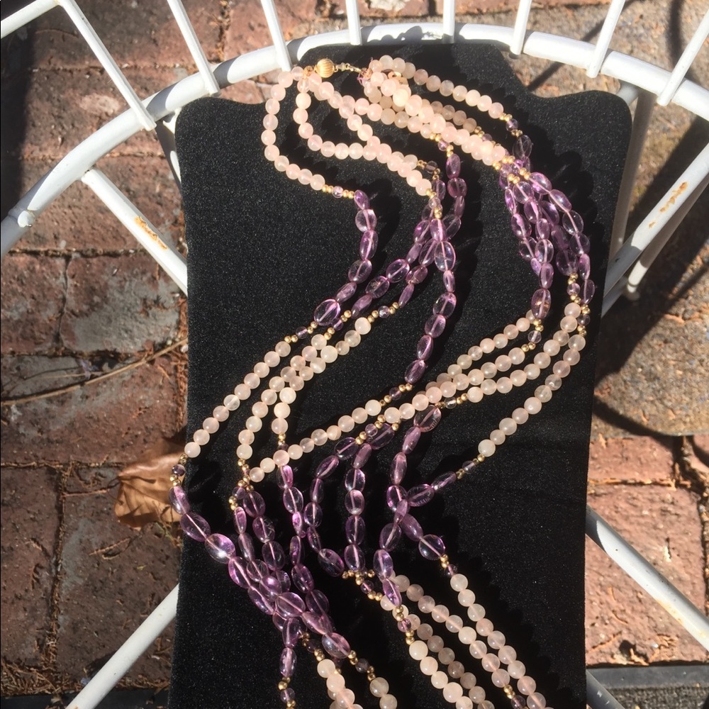 Gem quality Amethyst & Rose Quarts  necklaces